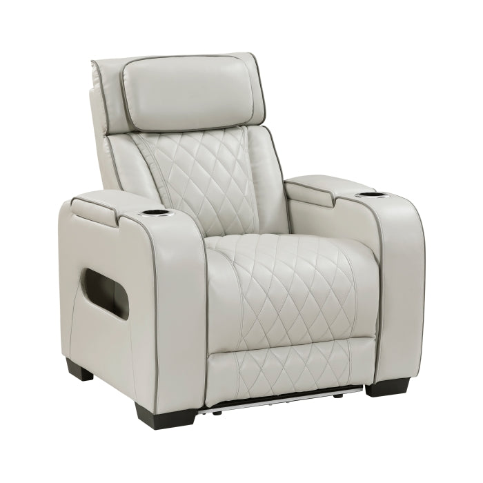 Fairway Collection Power Reclining Chair with Power Headrest, Cup holders and Storage Arms(Top and Side), Charging Ports and LED lighting