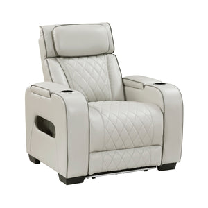 Fairway Collection Power Reclining Chair with Power Headrest, Cup holders and Storage Arms(Top and Side), Charging Ports and LED lighting