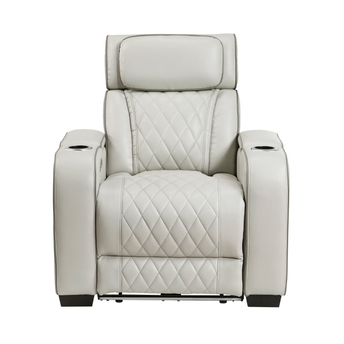 Fairway Collection Power Reclining Chair with Power Headrest, Cup holders and Storage Arms(Top and Side), Charging Ports and LED lighting