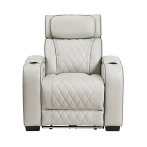 Fairway Collection Power Reclining Chair with Power Headrest, Cup holders and Storage Arms(Top and Side), Charging Ports and LED lighting