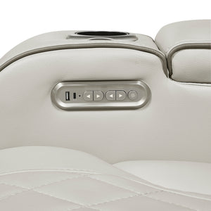 Fairway Collection Power Double Reclining Love Seat with Center Console, Power Headrests, Storage Arms(Top and Side), Cup holders, Charging Ports and LED lighting