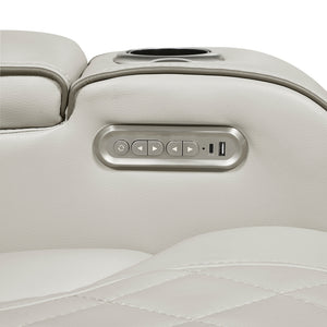 Fairway Collection Power Double Reclining Love Seat with Center Console, Power Headrests, Storage Arms(Top and Side), Cup holders, Charging Ports and LED lighting