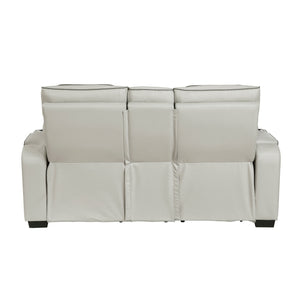 Fairway Collection Power Double Reclining Love Seat with Center Console, Power Headrests, Storage Arms(Top and Side), Cup holders, Charging Ports and LED lighting