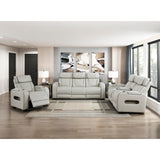 Fairway Collection Power Double Reclining Love Seat with Center Console, Power Headrests, Storage Arms(Top and Side), Cup holders, Charging Ports and LED lighting