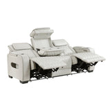 Fairway Collection Power Double Reclining Sofa with Center Drop-Down Cup Holders, Power Headrests, Storage Arms(Top and Side), Cup holders and Reading Lights, Two Wireless Chargers, Charging Ports and LED Lighting