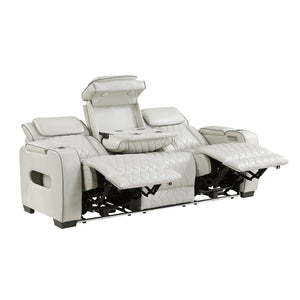Fairway Collection Power Double Reclining Sofa with Center Drop-Down Cup Holders, Power Headrests, Storage Arms(Top and Side), Cup holders and Reading Lights, Two Wireless Chargers, Charging Ports and LED Lighting