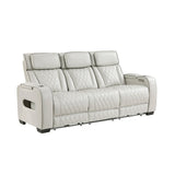 Fairway Collection Power Double Reclining Sofa with Center Drop-Down Cup Holders, Power Headrests, Storage Arms(Top and Side), Cup holders and Reading Lights, Two Wireless Chargers, Charging Ports and LED Lighting