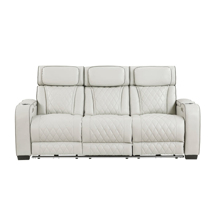 Fairway Collection Power Double Reclining Sofa with Center Drop-Down Cup Holders, Power Headrests, Storage Arms(Top and Side), Cup holders and Reading Lights, Two Wireless Chargers, Charging Ports and LED Lighting