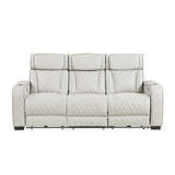 Fairway Collection Power Double Reclining Sofa with Center Drop-Down Cup Holders, Power Headrests, Storage Arms(Top and Side), Cup holders and Reading Lights, Two Wireless Chargers, Charging Ports and LED Lighting