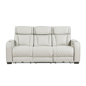 Fairway Collection Power Double Reclining Sofa with Center Drop-Down Cup Holders, Power Headrests, Storage Arms(Top and Side), Cup holders and Reading Lights, Two Wireless Chargers, Charging Ports and LED Lighting