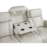 Fairway Collection Power Double Reclining Sofa with Center Drop-Down Cup Holders, Power Headrests, Storage Arms(Top and Side), Cup holders and Reading Lights, Two Wireless Chargers, Charging Ports and LED Lighting