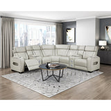 Fairway Collection 3-Piece Power Reclining Sectional with Consoles, Power Headrests, Storage Arms(Top and Side), Cup holders, Charging Ports, Wireless speakers and LED lighting
