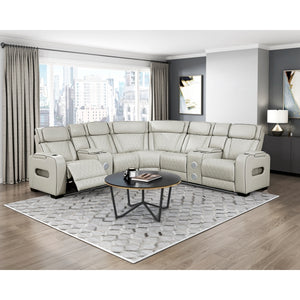 Fairway Collection 3-Piece Power Reclining Sectional with Consoles, Power Headrests, Storage Arms(Top and Side), Cup holders, Charging Ports, Wireless speakers and LED lighting