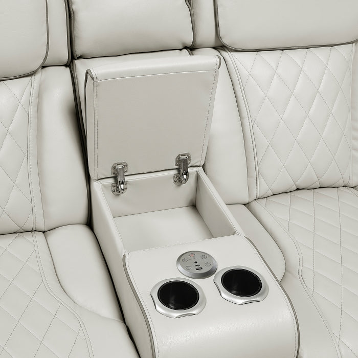 Fairway Collection 3-Piece Power Reclining Sectional with Consoles, Power Headrests, Storage Arms(Top and Side), Cup holders, Charging Ports, Wireless speakers and LED lighting