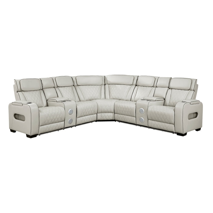 Fairway Collection 3-Piece Power Reclining Sectional with Consoles, Power Headrests, Storage Arms(Top and Side), Cup holders, Charging Ports, Wireless speakers and LED lighting