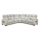 Fairway Collection 3-Piece Power Reclining Sectional with Consoles, Power Headrests, Storage Arms(Top and Side), Cup holders, Charging Ports, Wireless speakers and LED lighting
