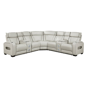 Fairway Collection 3-Piece Power Reclining Sectional with Consoles, Power Headrests, Storage Arms(Top and Side), Cup holders, Charging Ports, Wireless speakers and LED lighting