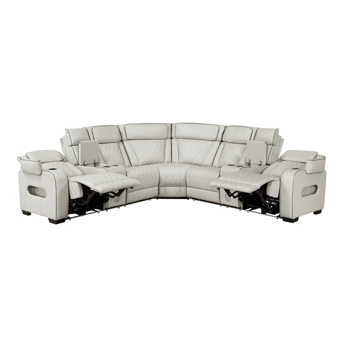 Fairway Collection 3-Piece Power Reclining Sectional with Consoles, Power Headrests, Storage Arms(Top and Side), Cup holders, Charging Ports, Wireless speakers and LED lighting