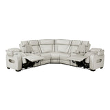 Fairway Collection 3-Piece Power Reclining Sectional with Consoles, Power Headrests, Storage Arms(Top and Side), Cup holders, Charging Ports, Wireless speakers and LED lighting