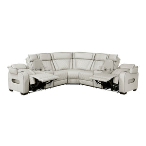 Fairway Collection 3-Piece Power Reclining Sectional with Consoles, Power Headrests, Storage Arms(Top and Side), Cup holders, Charging Ports, Wireless speakers and LED lighting