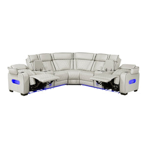 Fairway Collection 3-Piece Power Reclining Sectional with Consoles, Power Headrests, Storage Arms(Top and Side), Cup holders, Charging Ports, Wireless speakers and LED lighting
