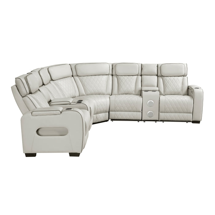 Fairway Collection 3-Piece Power Reclining Sectional with Consoles, Power Headrests, Storage Arms(Top and Side), Cup holders, Charging Ports, Wireless speakers and LED lighting