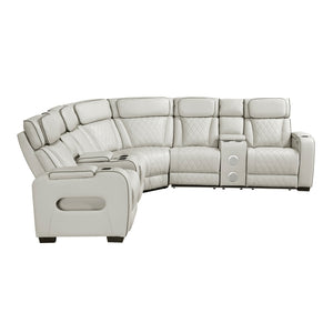 Fairway Collection 3-Piece Power Reclining Sectional with Consoles, Power Headrests, Storage Arms(Top and Side), Cup holders, Charging Ports, Wireless speakers and LED lighting