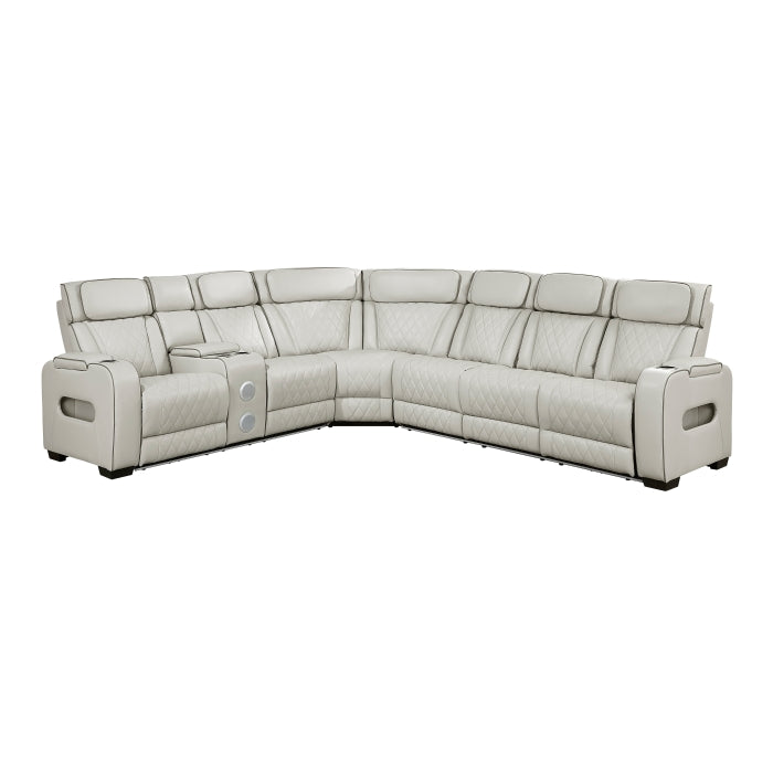 Fairway Collection 3-Piece Power Reclining Sectional with Left Side Console, Drop-Down Cup Holders, Power Headrests, Storage Arms(Top and Side), Cup holders, Reading Lights, Charging Ports, Wireless speakers, Two Wireless Chargers, and LED lighting