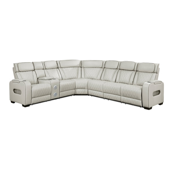 Fairway Collection 3-Piece Power Reclining Sectional with Left Side Console, Drop-Down Cup Holders, Power Headrests, Storage Arms(Top and Side), Cup holders, Reading Lights, Charging Ports, Wireless speakers, Two Wireless Chargers, and LED lighting