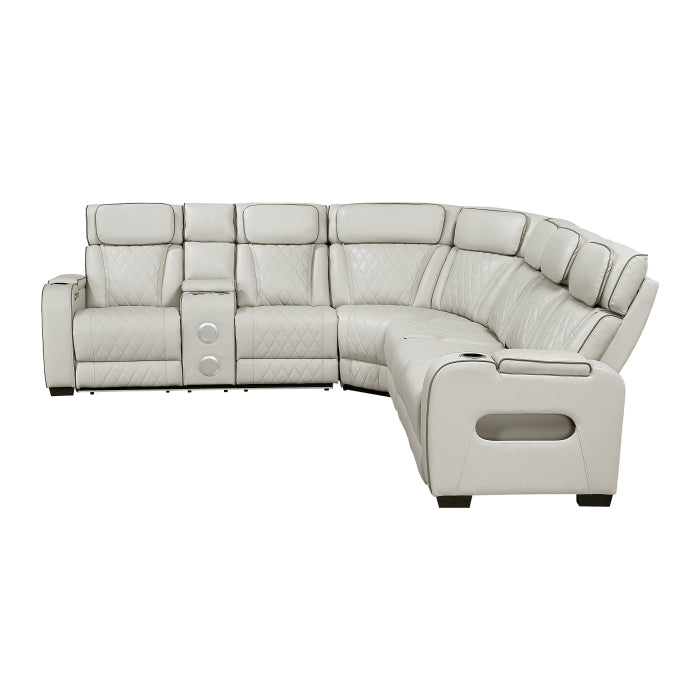 Fairway Collection 3-Piece Power Reclining Sectional with Left Side Console, Drop-Down Cup Holders, Power Headrests, Storage Arms(Top and Side), Cup holders, Reading Lights, Charging Ports, Wireless speakers, Two Wireless Chargers, and LED lighting