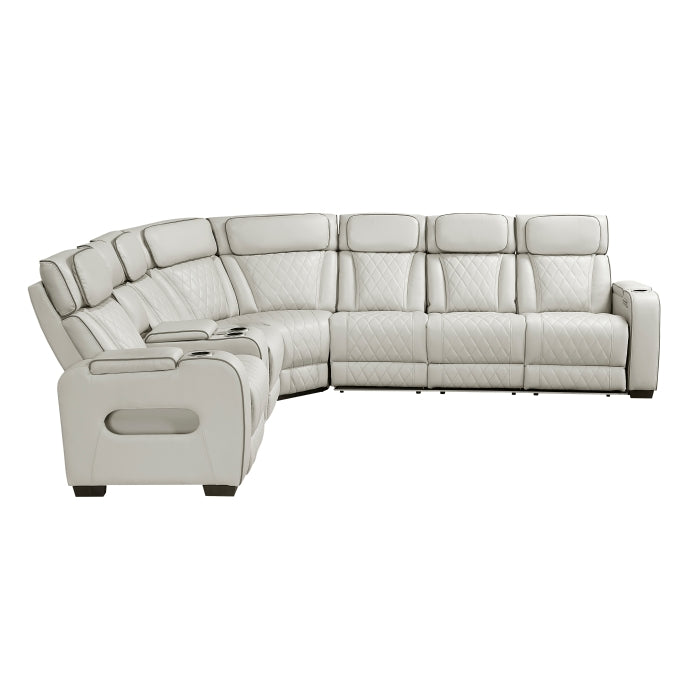Fairway Collection 3-Piece Power Reclining Sectional with Left Side Console, Drop-Down Cup Holders, Power Headrests, Storage Arms(Top and Side), Cup holders, Reading Lights, Charging Ports, Wireless speakers, Two Wireless Chargers, and LED lighting