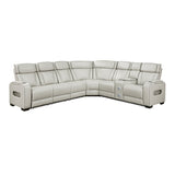 Fairway Collection 3-Piece Power Reclining Sectional with Right Side Console, Drop-Down Cup Holders, Power Headrests, Storage Arms(Top and Side), Cup holders, Reading Lights, Charging Ports, Wireless speakers, Two Wireless Chargers, and LED lighting