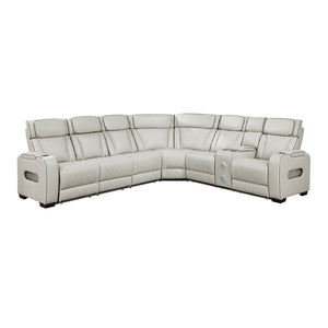 Fairway Collection 3-Piece Power Reclining Sectional with Right Side Console, Drop-Down Cup Holders, Power Headrests, Storage Arms(Top and Side), Cup holders, Reading Lights, Charging Ports, Wireless speakers, Two Wireless Chargers, and LED lighting