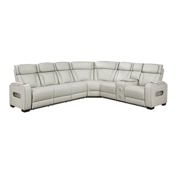 Fairway Collection 3-Piece Power Reclining Sectional with Right Side Console, Drop-Down Cup Holders, Power Headrests, Storage Arms(Top and Side), Cup holders, Reading Lights, Charging Ports, Wireless speakers, Two Wireless Chargers, and LED lighting