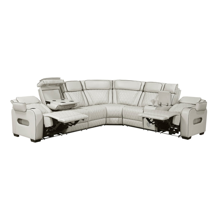 Fairway Collection 3-Piece Power Reclining Sectional with Right Side Console, Drop-Down Cup Holders, Power Headrests, Storage Arms(Top and Side), Cup holders, Reading Lights, Charging Ports, Wireless speakers, Two Wireless Chargers, and LED lighting