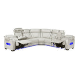 Fairway Collection 3-Piece Power Reclining Sectional with Right Side Console, Drop-Down Cup Holders, Power Headrests, Storage Arms(Top and Side), Cup holders, Reading Lights, Charging Ports, Wireless speakers, Two Wireless Chargers, and LED lighting