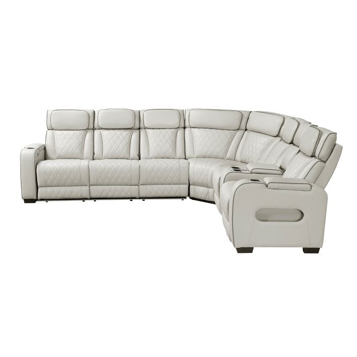 Fairway Collection 3-Piece Power Reclining Sectional with Right Side Console, Drop-Down Cup Holders, Power Headrests, Storage Arms(Top and Side), Cup holders, Reading Lights, Charging Ports, Wireless speakers, Two Wireless Chargers, and LED lighting