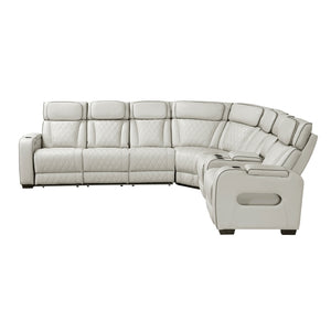 Fairway Collection 3-Piece Power Reclining Sectional with Right Side Console, Drop-Down Cup Holders, Power Headrests, Storage Arms(Top and Side), Cup holders, Reading Lights, Charging Ports, Wireless speakers, Two Wireless Chargers, and LED lighting