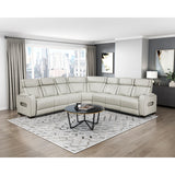 Fairway Collection 3-Piece Power Reclining Sectional with Center Drop-Down Cup Holders, Power Headrests, Storage Arms(Top and Side), Cup holders, Charging Ports, Reading Lights, Wireless Chargers, Charging Ports and LED Lighting