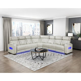 Fairway Collection 3-Piece Power Reclining Sectional with Center Drop-Down Cup Holders, Power Headrests, Storage Arms(Top and Side), Cup holders, Charging Ports, Reading Lights, Wireless Chargers, Charging Ports and LED Lighting