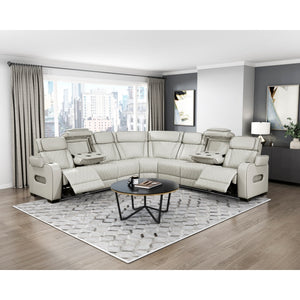 Fairway Collection 3-Piece Power Reclining Sectional with Center Drop-Down Cup Holders, Power Headrests, Storage Arms(Top and Side), Cup holders, Charging Ports, Reading Lights, Wireless Chargers, Charging Ports and LED Lighting