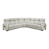 Fairway Collection 3-Piece Power Reclining Sectional with Center Drop-Down Cup Holders, Power Headrests, Storage Arms(Top and Side), Cup holders, Charging Ports, Reading Lights, Wireless Chargers, Charging Ports and LED Lighting