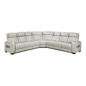 Fairway Collection 3-Piece Power Reclining Sectional with Center Drop-Down Cup Holders, Power Headrests, Storage Arms(Top and Side), Cup holders, Charging Ports, Reading Lights, Wireless Chargers, Charging Ports and LED Lighting