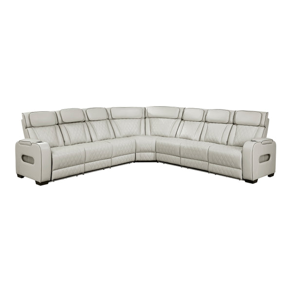 Fairway Collection 3-Piece Power Reclining Sectional with Center Drop-Down Cup Holders, Power Headrests, Storage Arms(Top and Side), Cup holders, Charging Ports, Reading Lights, Wireless Chargers, Charging Ports and LED Lighting