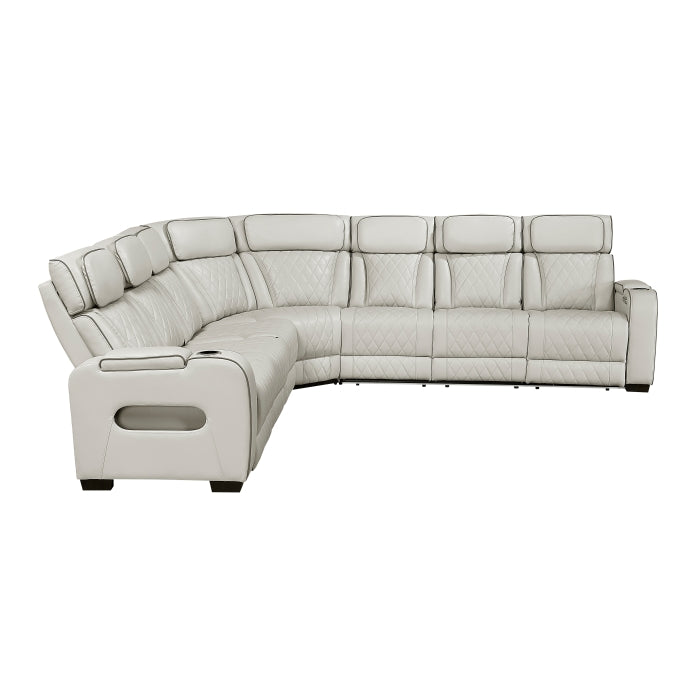 Fairway Collection 3-Piece Power Reclining Sectional with Center Drop-Down Cup Holders, Power Headrests, Storage Arms(Top and Side), Cup holders, Charging Ports, Reading Lights, Wireless Chargers, Charging Ports and LED Lighting