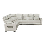Fairway Collection 3-Piece Power Reclining Sectional with Center Drop-Down Cup Holders, Power Headrests, Storage Arms(Top and Side), Cup holders, Charging Ports, Reading Lights, Wireless Chargers, Charging Ports and LED Lighting
