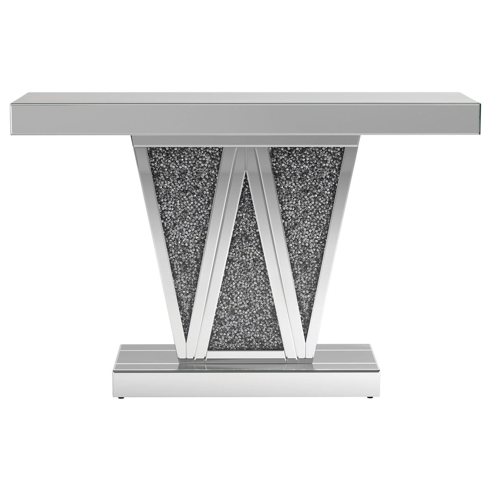 Consola de entrada rectangular con espejo Crocus, color plateado