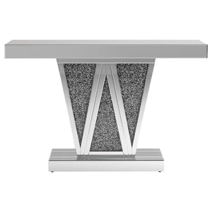 Consola de entrada rectangular con espejo Crocus, color plateado