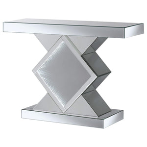 Consola de entrada con espejo LED Andorra Infinity, color plateado