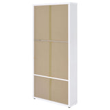 Armario alto Hawthorne con 4 estantes, puertas de vidrio y cajones, color blanco